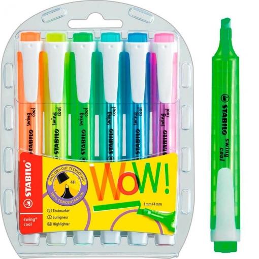 Marcador fluorescente STABILO Swing Cool - Estuche 6 colores