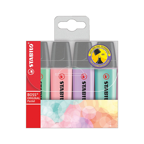 Marcador fluorescente Set 4 STABILO Boss original pastel