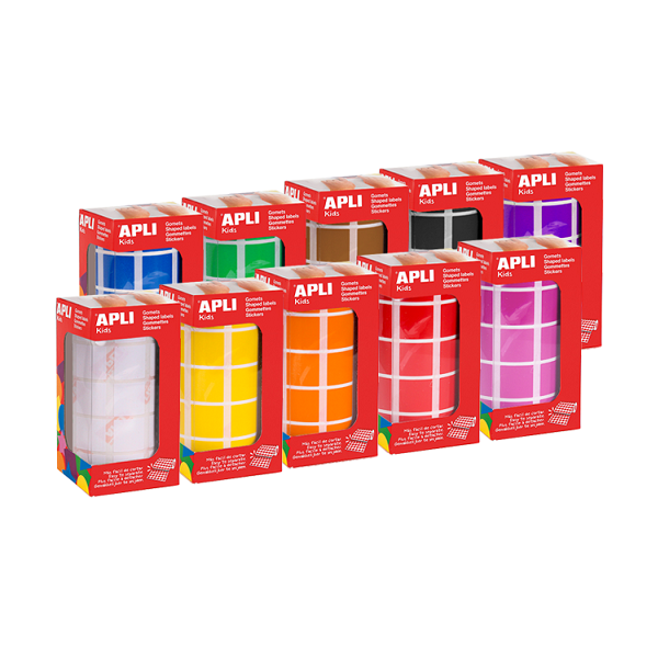 Rollos de gomets cuadrados