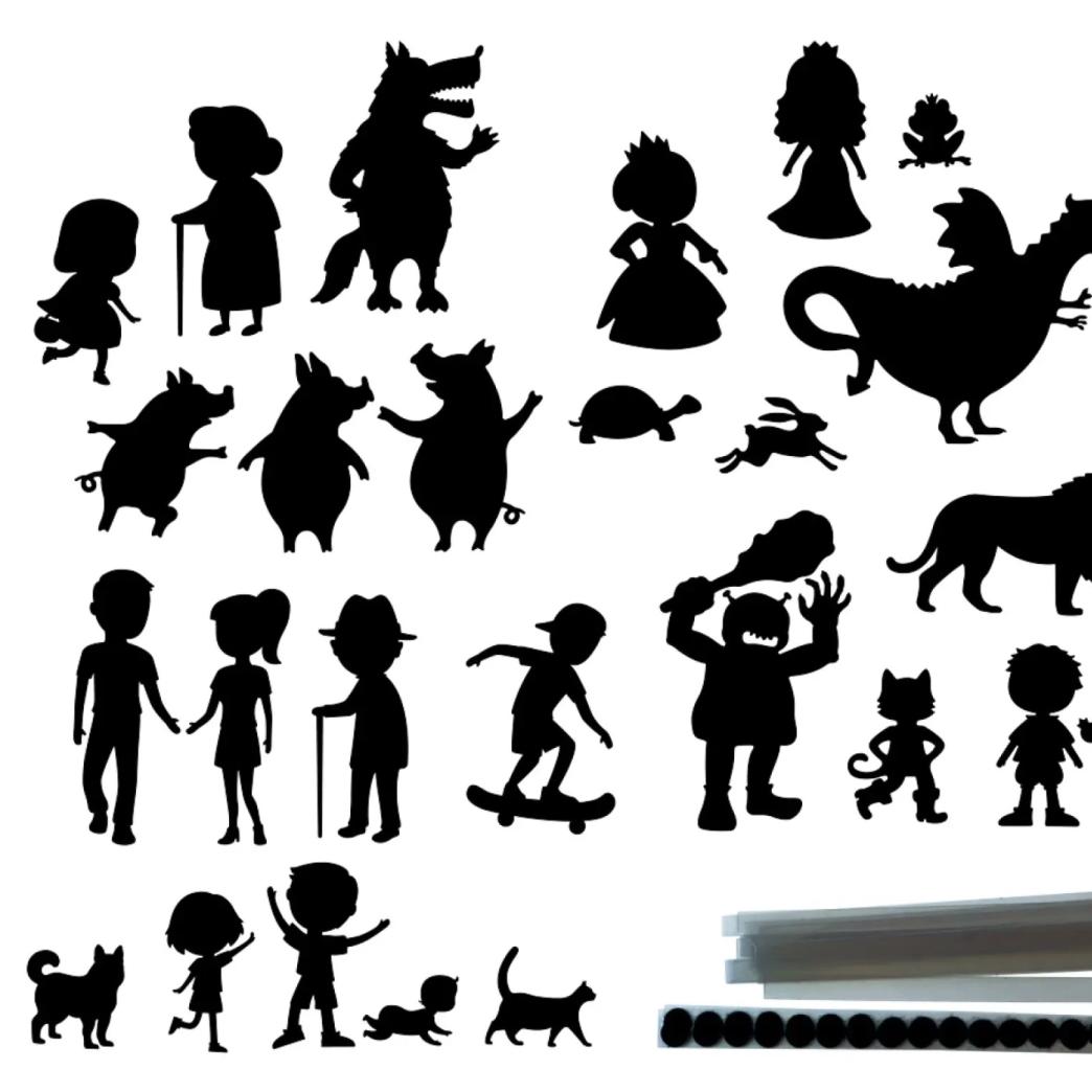 Set de 28 personajes de cuentos de sombras