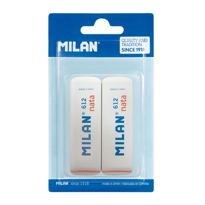 Goma de borrar MILAN 612 nata blister 2 uds